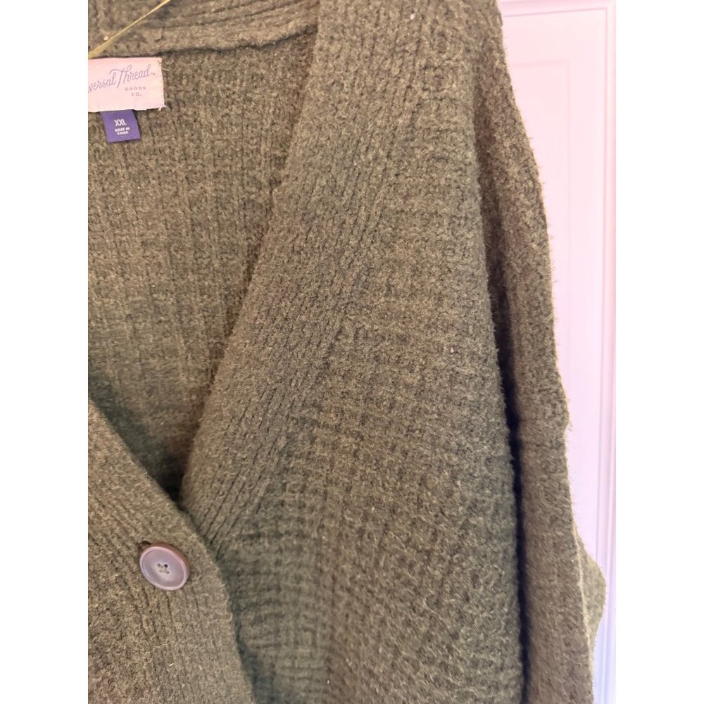 Universal Thread Green Waffle Knit Button Down Long Sleeve Sweater XXL - Picture 4 of 7